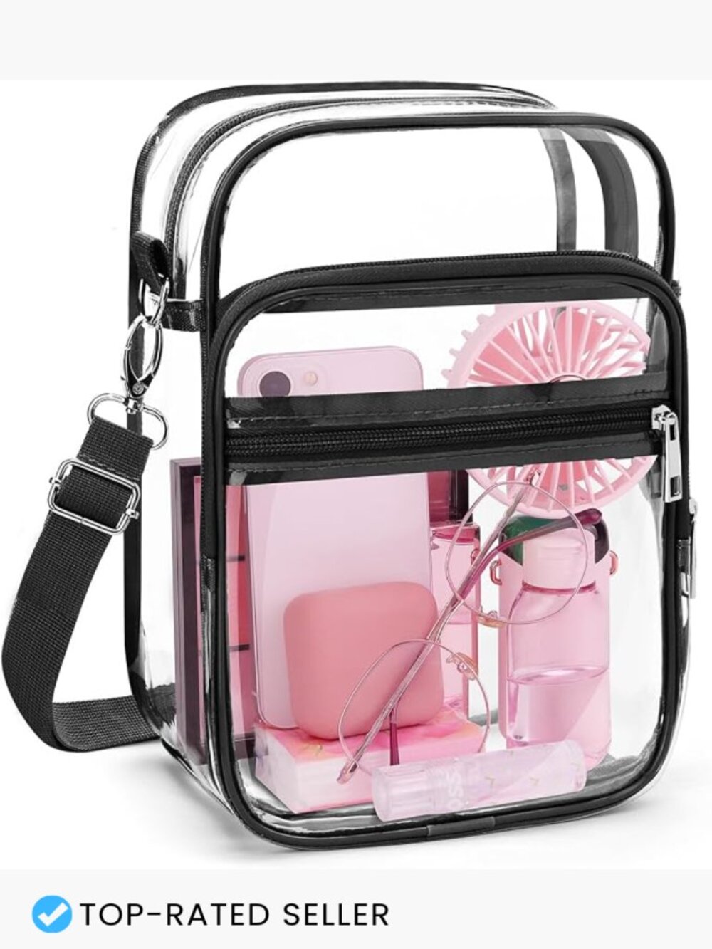 Clear Crossbody Bag Stadium Approved PVC Purse Messenger Adjustable Strap